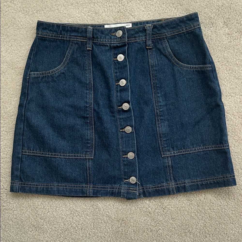Denim Dark Blue Button-Up Mini Skirt - Size 9